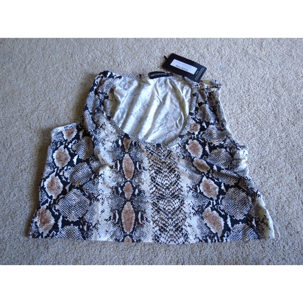 Pretty Little Thing Snake Print Scoop Crop Top Size 18 CLY9499/40/62